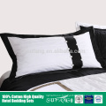 Black and white 100% cotton luxury hotel bed sheet T300 60s bed linen